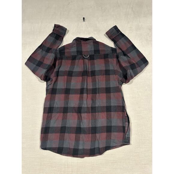 ORVIS Mens Heavy Cotton Flannel Button up Multicolor Plaid Medium Red Black Grey - Picture 5 of 9